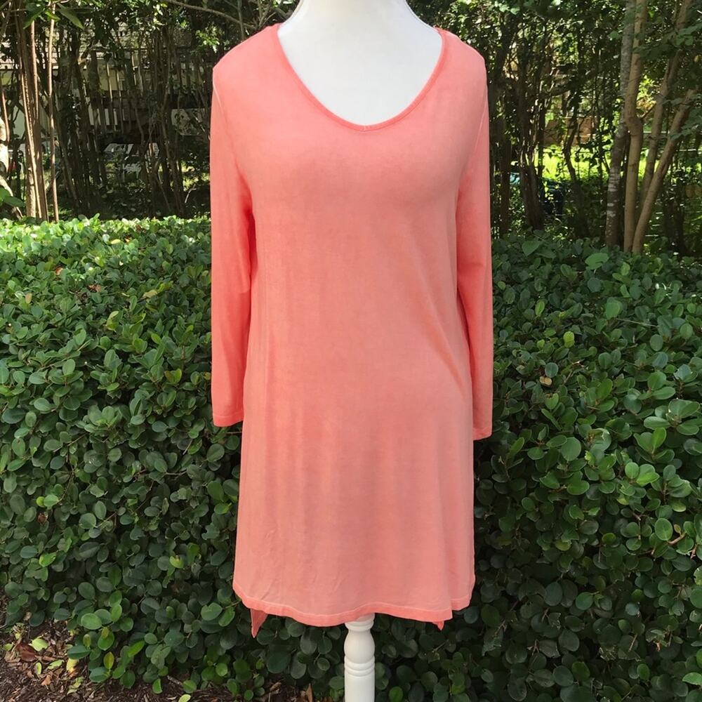 Dantelle peach side slits 3/4 sleeve tunic